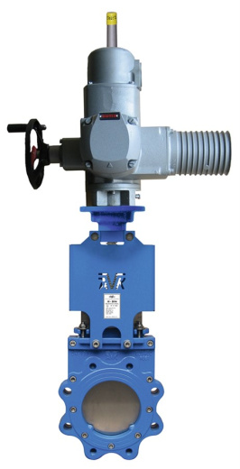 Задвижка шиберная ножевая AVK серия 702/70 PN6 (фланец PN10) DN400 с выдвижным штоком, с электроприводом AUMA