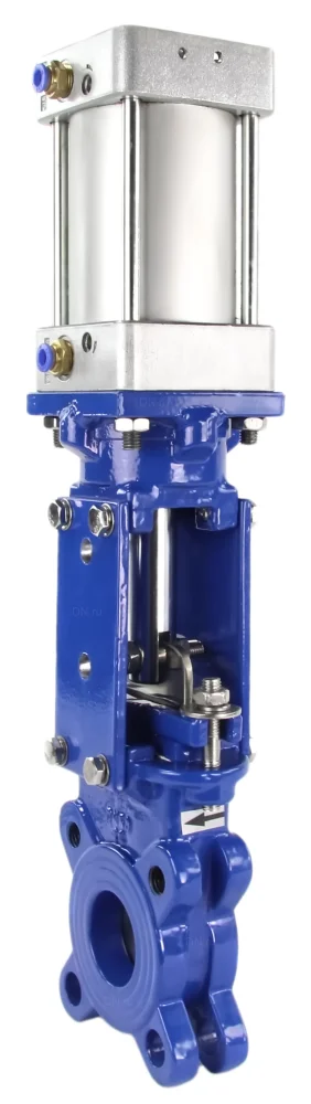 Задвижка шиберная DN.ru GVKR3431M-1W-Fb-2P Ду80 Ру10 односторонняя , шпиндель - выдвижной,  с пневмоприводом, WENZ