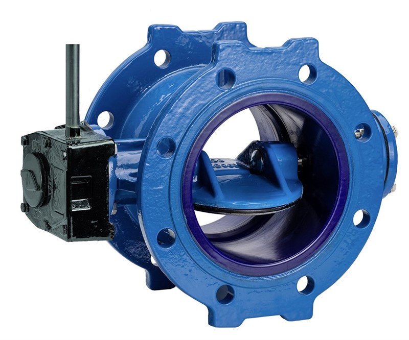 Затвор дисковый AVK с двойным эксцентриком серия 756/106-156 PN16 (фланец PN10/16) DN150 с интегрированным седлом, внутреннее эмалевое покрытие, редуктор (IP68)