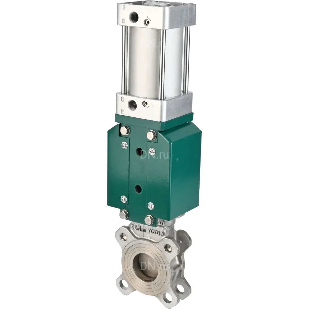 Задвижка шиберная DN.ru GVKR3131E-2W-Fb-2P Ду80 Ру16 двусторонняя , шпиндель - выдвижной,    с пневмоприводом