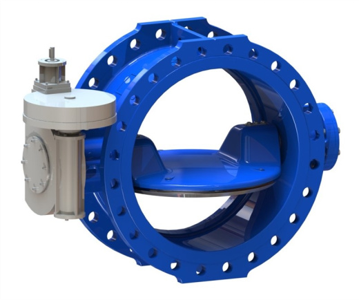 Затвор дисковый AVK с двойным эксцентриком серия 756/102-IS3 PN25 DN900 с интегрированным седлом, редуктор (IP67) с ISO-фланцем