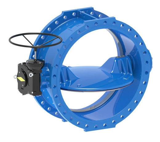 Затвор дисковый AVK с двойным эксцентриком серия 756/100-672 PN16 DN2000 с седлом из нержавеющей стали, редуктор (IP67), маховик