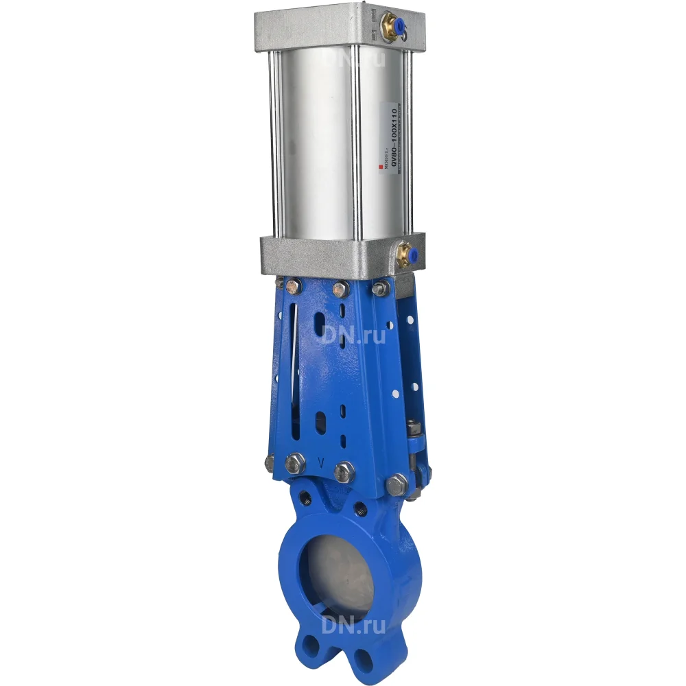 Задвижка шиберная DN.ru GVKR1331E-1W-Fb-2P Ду80 Ру16 однонаправленная , шпиндель - выдвижной,   с пневмоприводом, WENZ