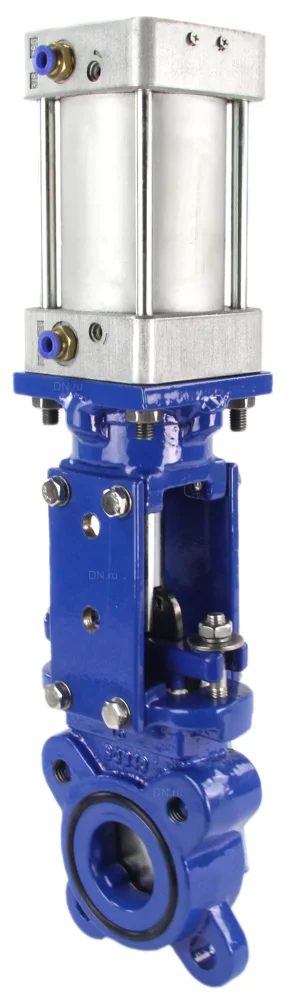 Задвижка шиберная DN.ru GVKR1331E-2W-Fb-2P Ду80 Ру10 двусторонняя , шпиндель - выдвижной, с пневмоприводом, WENZ