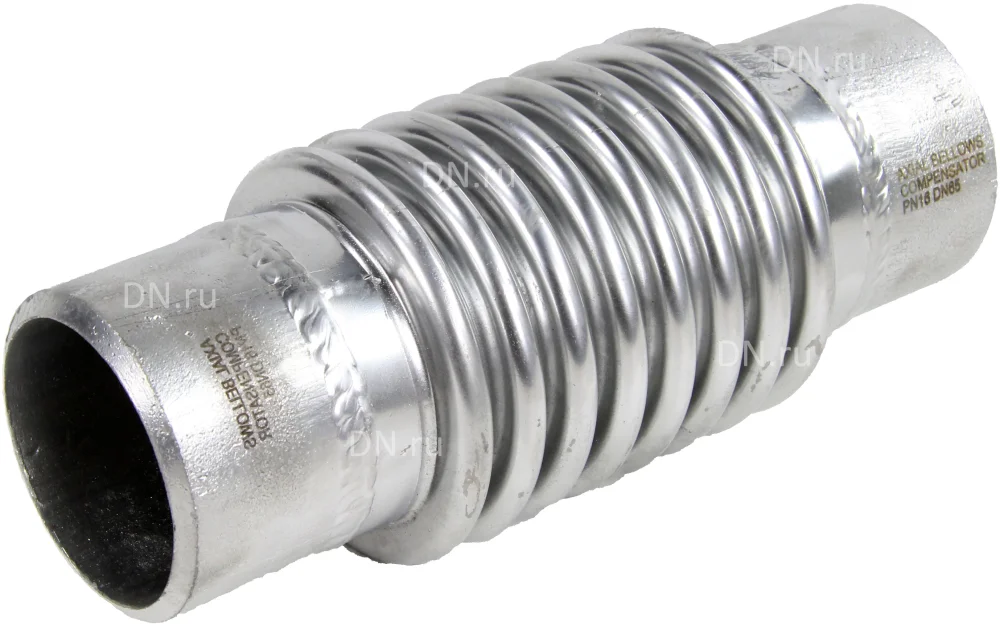 Компенсатор сильфонный осевой DN.ru CB-3131-W Ду80 Ру16 под приварку, сильфон - сталь SS304 без кожуха, осевой ход 60мм