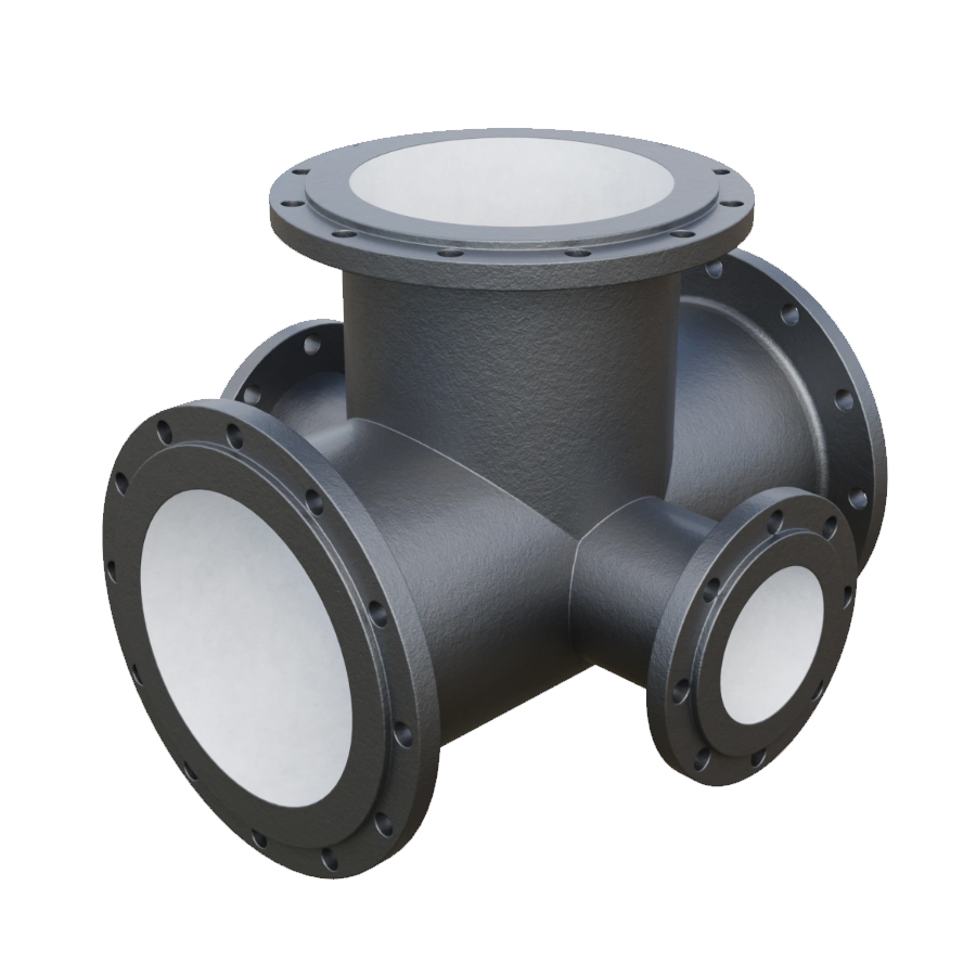 Крест фланцевый с пожарной подставкой ППКФ ВЧШГ DN600х600 (ДУ600х600) ГОСТ