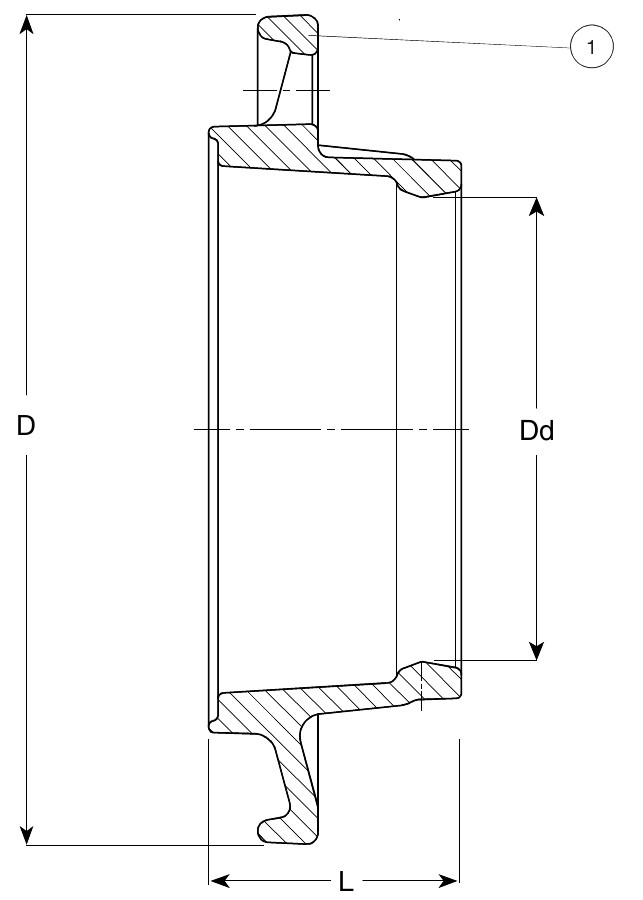 КОМБИ ФЛАНЕЦ AVK БЕЗ УПЛОТНИТЕЛЬНОГО КОЛЬЦА чертеж