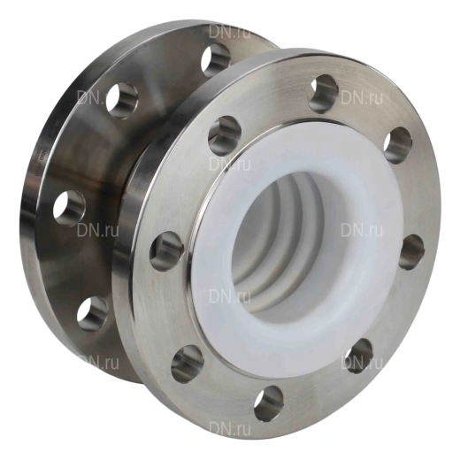 Компенсатор сильфонный осевой DN.ru CB-3232P-F Ду250 Ру16 фланцевый, сильфон - нержавеющая сталь SS316, уплотнение - PTFE, футерованный, осевой ход 30 мм