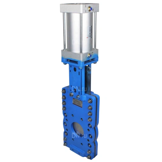 Задвижка шиберная со сквозным ножом DN.ru GVKRT3431N-2W-Fb-2P Ду200 Ру10, с пневмоприводом