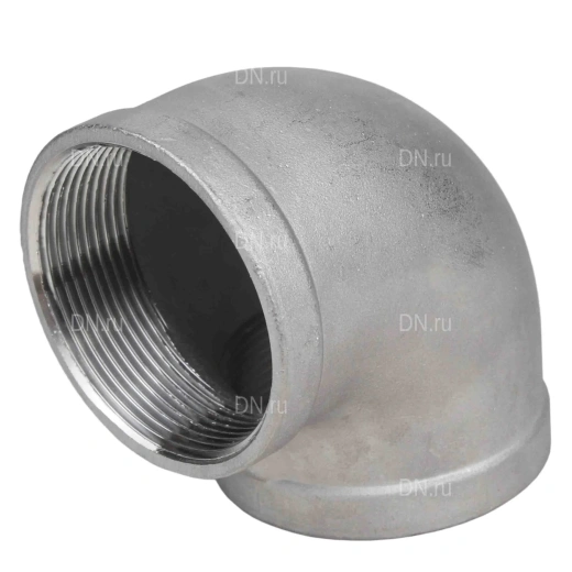 Отвод (уголок) DN.ru ВР-ВР-316 21/2″ Ду65 Ру16 угол 90°, корпус - нержавеющая сталь 316, присоединение - внутренняя / внутренняя резьба