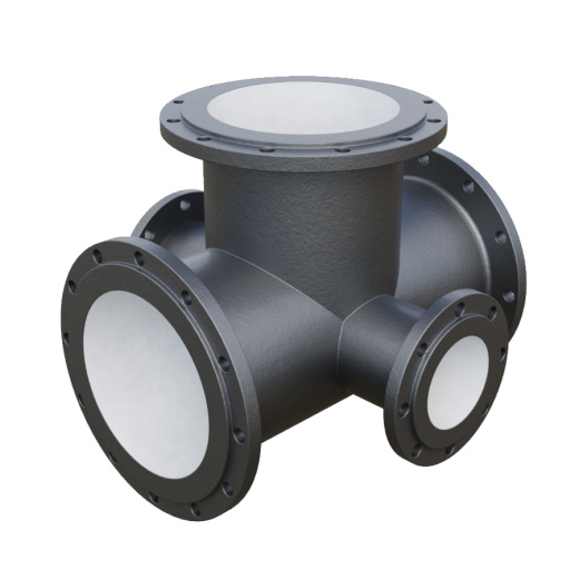 Крест фланцевый с пожарной подставкой ППКФ ВЧШГ DN125х125 (ДУ125х125) ГОСТ